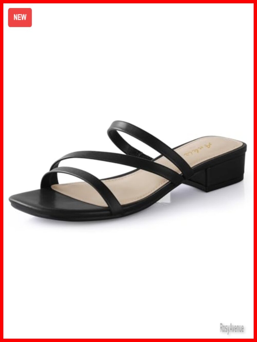 Low Chunky Block Heel Sandals Women Strappy Square Toe Slip On Mules 1 Inch